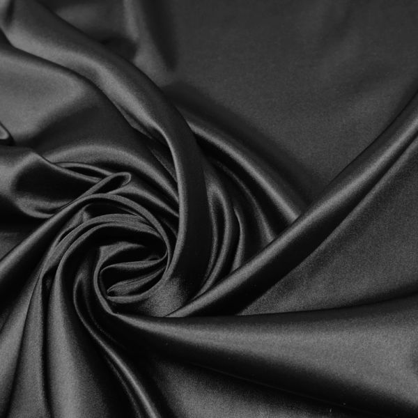 Polyester- Stretch Satin uni - schwarz