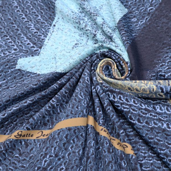 Lycra Jersey Muster-Mix PANEL - marineblau/hellblau/braun/schwarz