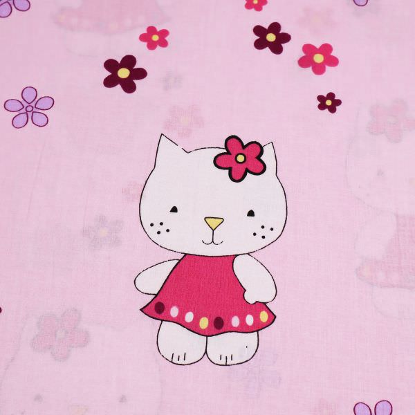 160cm Baumwollpopeline rosa Kätzchen Kinderstoff 'Cute' 
