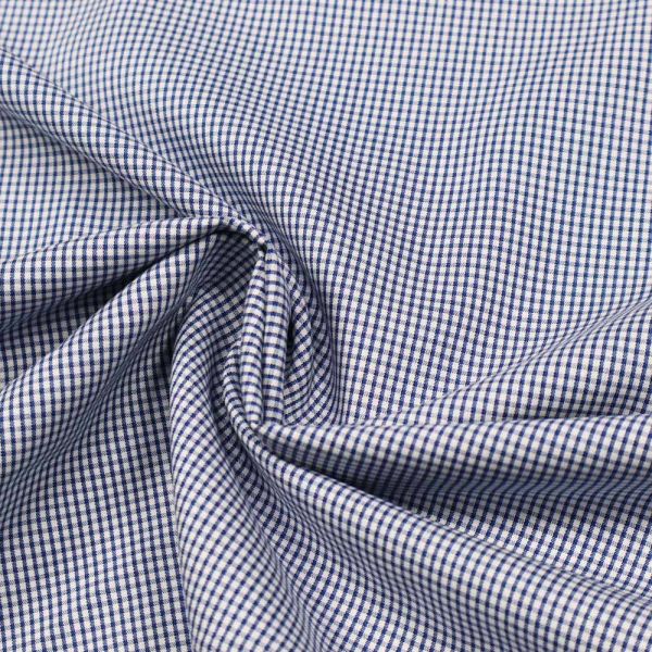 Hemden- und Blusenstoff kleines Vichy- Karo - weiss/dunkelblau