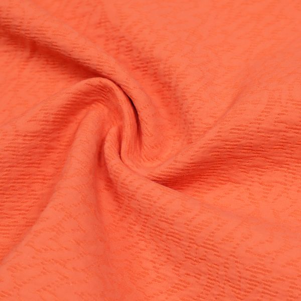 Stretch Baumwoll- Jacquard gemustert uni - orange