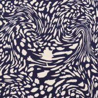 Viskose- Twill Animal Print - wollweiss/marineblau