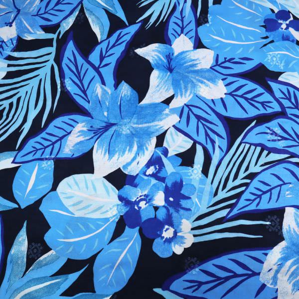 Stretch Viskosestoff Blumen & Stickerei - nachtblau/türkis/mint/blau/weiss