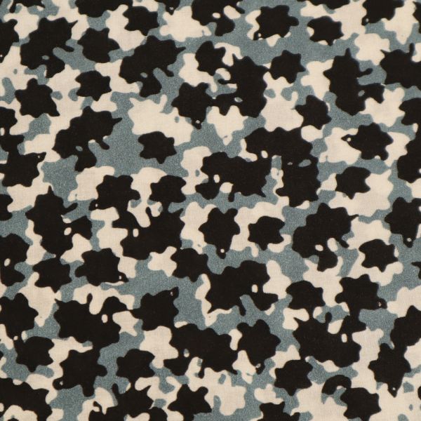 Viskosestoff Camouflage-Style - creme/grau/schwarz