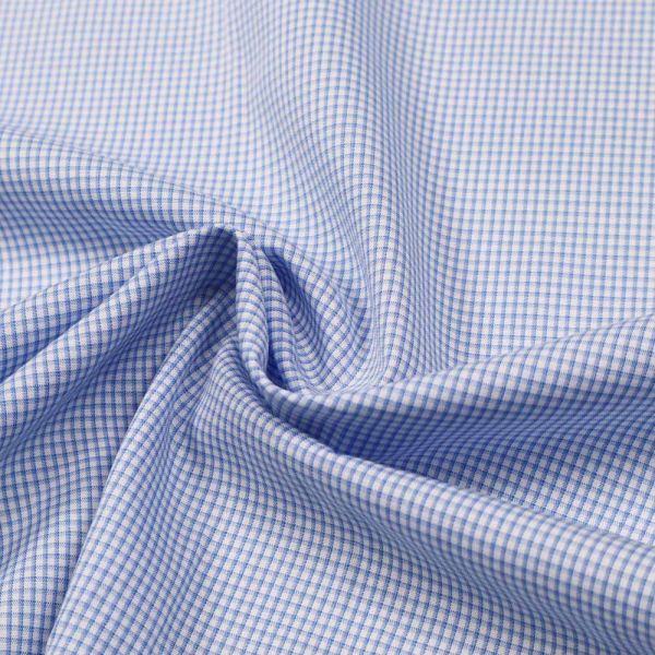 Hemden- und Blusenstoff kleines Vichy- Karo - weiss/hellblau