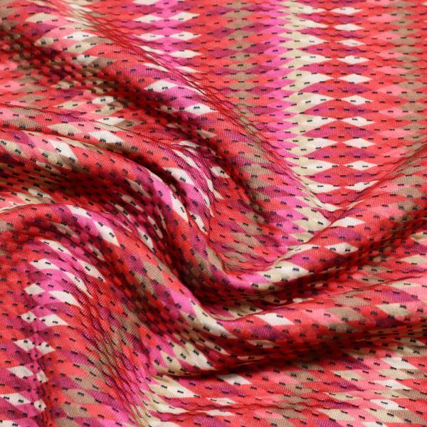 Stretch Doubleface Feinstrick-Jersey Mexico Print - rot/lachs/pink/fuchsia/beige