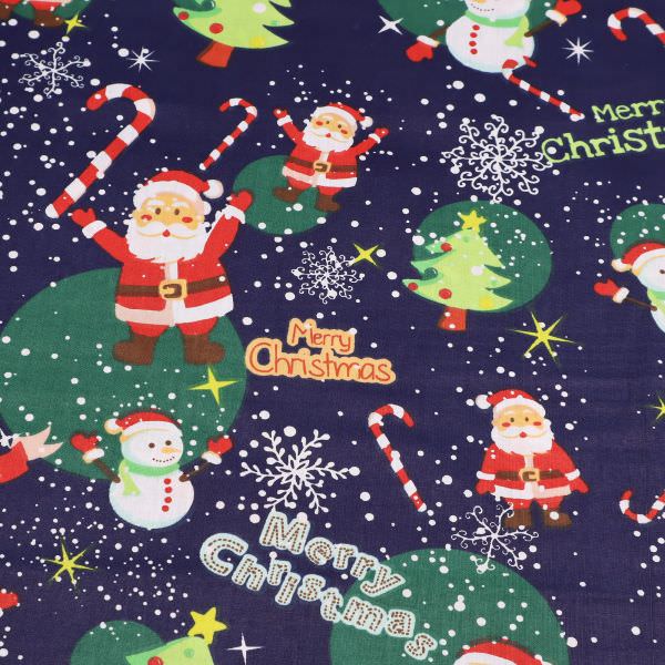 Baumwollstoff Merry Christmas & Weihnachtsmann - dunkelblau/hellgrün/grün/rot Öko-Tex Standard 100