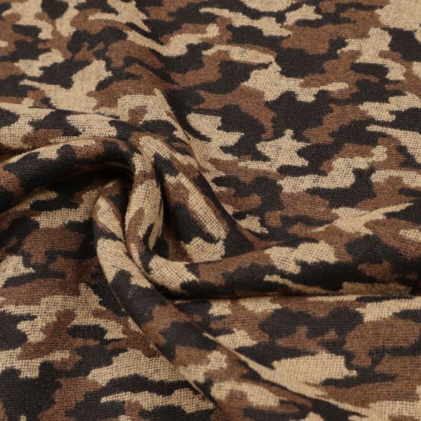 Jackenstoff Camouflage angerauter - schwarz/hellraun/braun