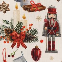 Dekostoff Canvas Weihnachten Nussknacke | by Poppy - wollweiss/rot/grün/beige/blau Öko-Tex Standard-