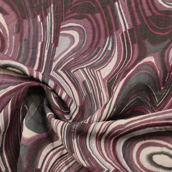 Viskose-Polyester Mix Fantasie Muster & gecrasht - grau/brombeere/dunkelgrau/schwarz