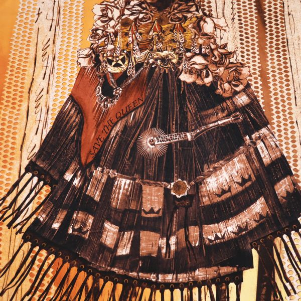 Lycra Jersey mit Mexiko-Motiven PANEL - wollweiss/terrakotta/braun/schwarz