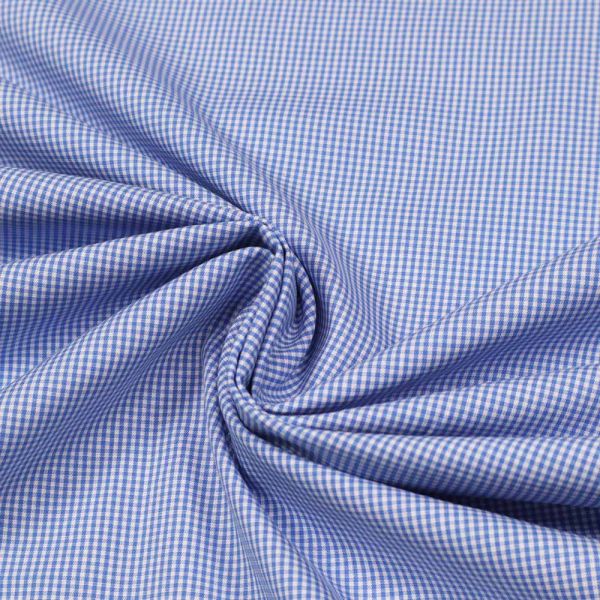 Hemden- und Blusenstoff kleines Vichy- Karo - weiss/hellblau
