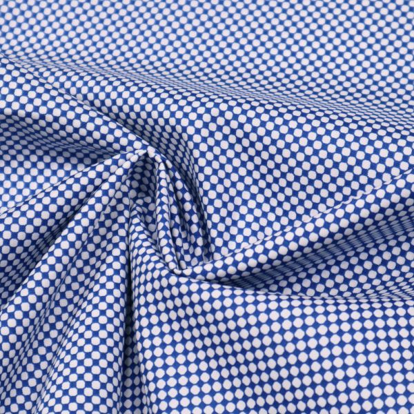 Baumwoll- Popeline Hemdenstoff kleines Muster - königsblau/weiss