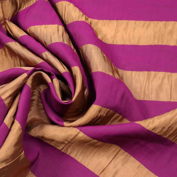 Viskose-Acetat-Polyester Mix Streifen - violett/goldbraun