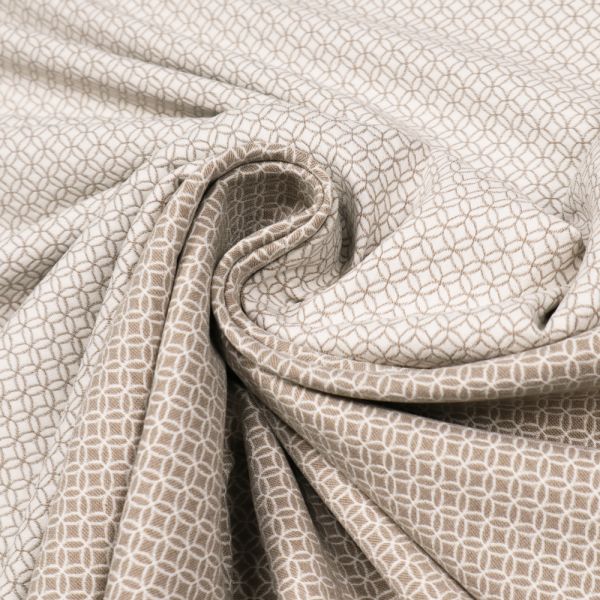Stretch Jacquard Ornamente - wollweiss/taupe