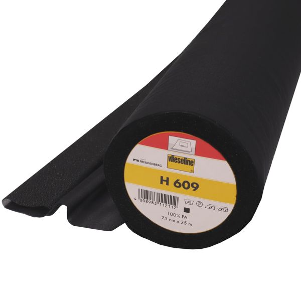 H 609 Vlieseline / Bügeleinlage - schwarz 75 cm / breit