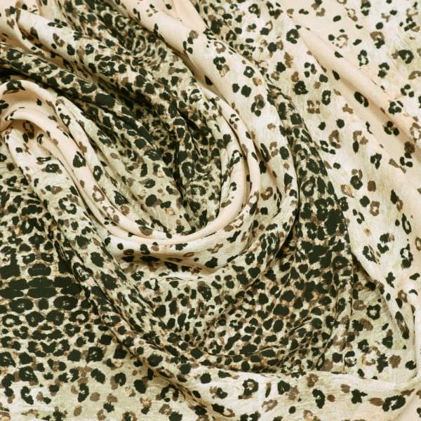 Viskose Crêpe mit Leoparden-Muster - creme/beige/khaki/schwarz