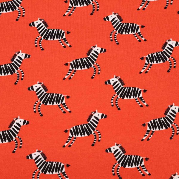 Baumwoll- Sweatshirt Stoff Zebra | by Poppy - rot/weiss/schwarz Öko-Tex Standard 100