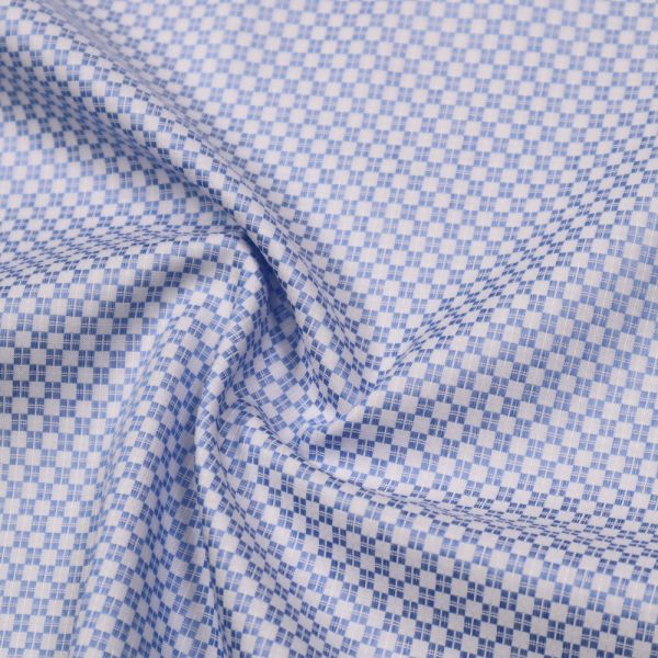 Hemden- und Blusenstoff kleines Karo-Muster - weiss/blau