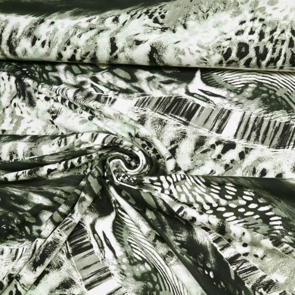 Viskosejersey mit Leoparden-Muster - schilfgrün/weiss/grau/schwarz