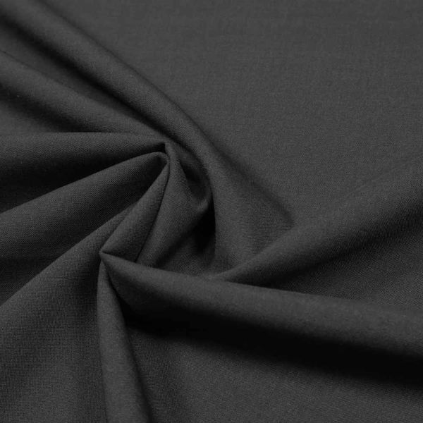 Stretch Trevira Schurwolle-Polyester Mix Kostümstoff Melange - schwarz
