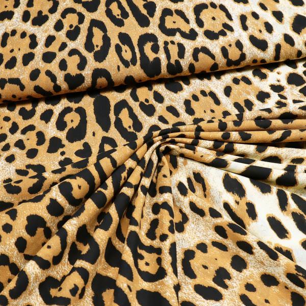 Viskose Crêpe mit Leoparden-Muster - creme/terrakotta/schwarz (2.Wahl)