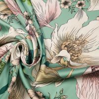 Polyester- Stretch Satin Blumen - salbei/beige/rosé/wollweiss/dunkelgrün