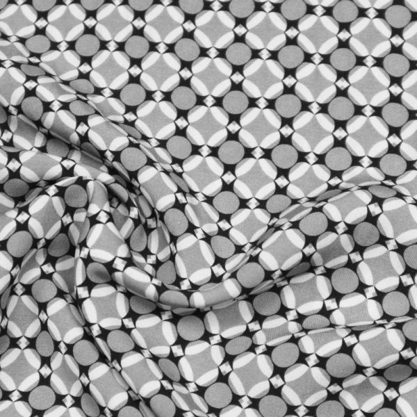 Viskosestoff geometrisches Muster - grau/wollweiss/schwarz