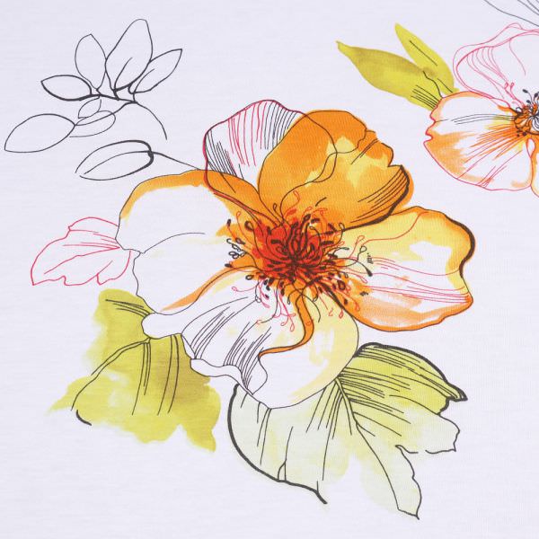 Baumwoll-Modal Jersey Blumen - weiss/orange/gelb/kiwi/rot/schwarz