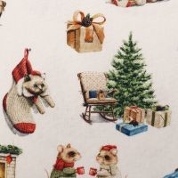 Dekostoff Canvas Weihnachten Tiere | by Poppy - wollweiss/rot/grün/beige/blau Öko-Tex Standard-100
