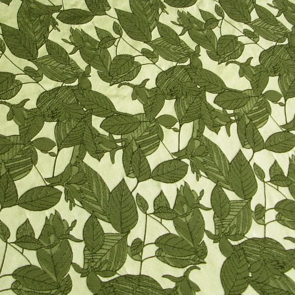 Dekostoff Jacquard 3D-Blätter-Muster - schilfgrün/olivgrün Öko-Tex Standard 100