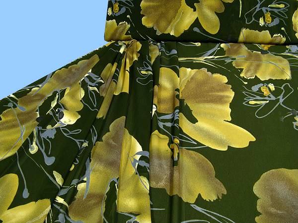 Chiffon Blumen-Muster - dunkelgrün/braun/khaki/ocker