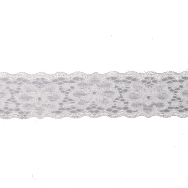 Elastische Spitzenborte Wäschespitze mit Bogenkanten - weiss 26 mm