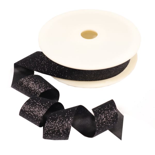 Webband Glitterband - schwarz 2,5 cm