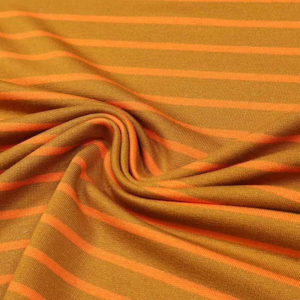Sommersweat Stoff Streifen - ocker/orange Extra breit ! (2.Wahl)