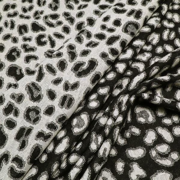 Jacken- und Mantelstoff mit Leoparden-Muster - schwarz/wollweiss