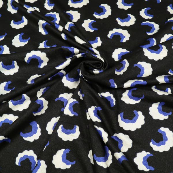 Sweatshirt Stoff mit Wolken-Motiv - schwarz/blau/weiss (2.Wahl)
