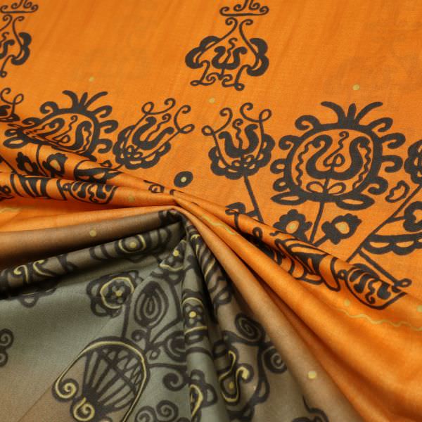 Baumwollstoff African Style PANEL - orange/khaki/gelb/schwarz