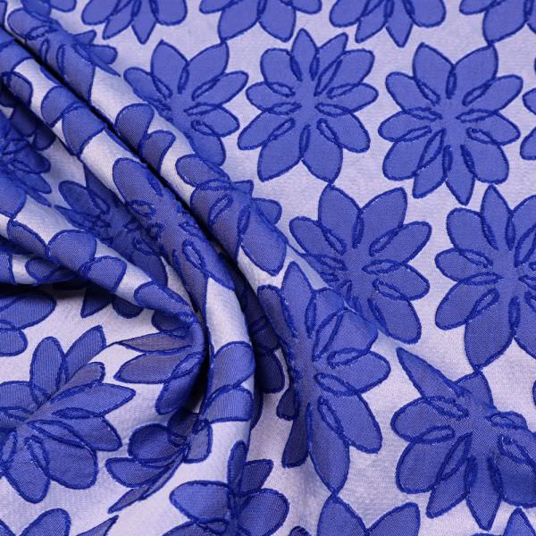 Kleiderstoff blaue Blumen - blau/weiss