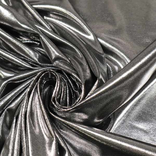 Glamour Stretch-Jersey Folienprint - silber/schwarz