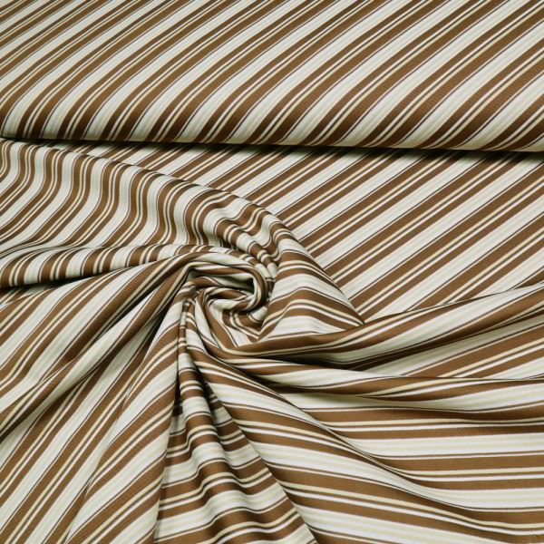 Stretch Baumwoll- Feinstrick Diagonale Streifen - wollweiss/braun/beige