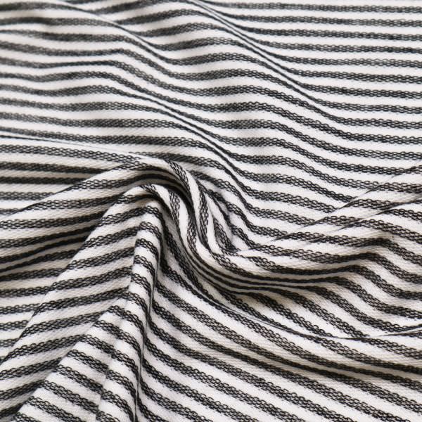 Sweatshirt Stoff Querstreifen - wollweiss/schwarz Extra breit ! (2.Wahl)