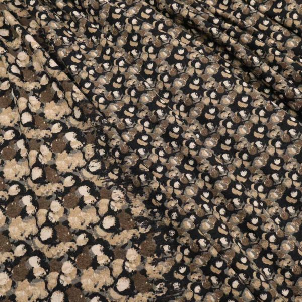 Jersey kleines Muster & Bordüre - schwarz/taupe/braun/grau/beige