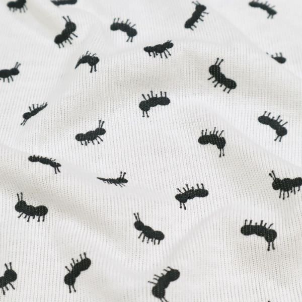 Feinstrick-Jersey mit Ameisen-Motiv - wollweiss/schwarz
