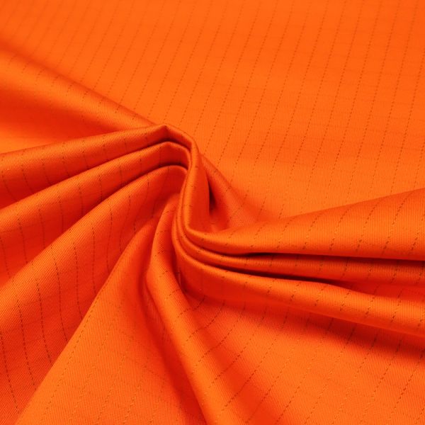 Baumwolle-Polyester Mix mit Karo - orange/dunkelgrün