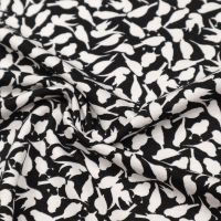 Viskosejersey Black & White mit Vogelmotiv - schwarz/weiss