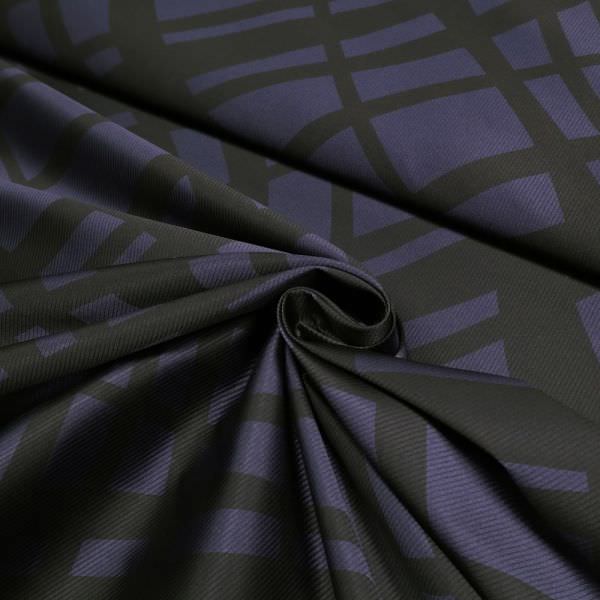 Kleider- und Jackenstoff Linien-Karo - dunkelblau/schwarz