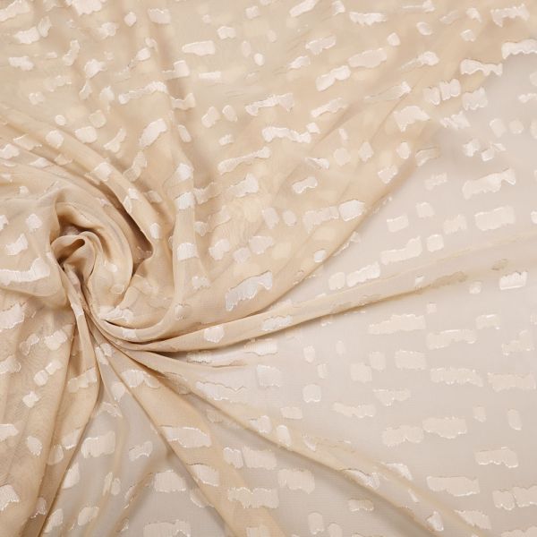 Chiffon mit eingewebtem Muster uni - beige