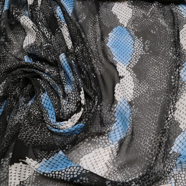Crêpe Chiffon mit Schlangenmuster - schwarz/blau/grau
