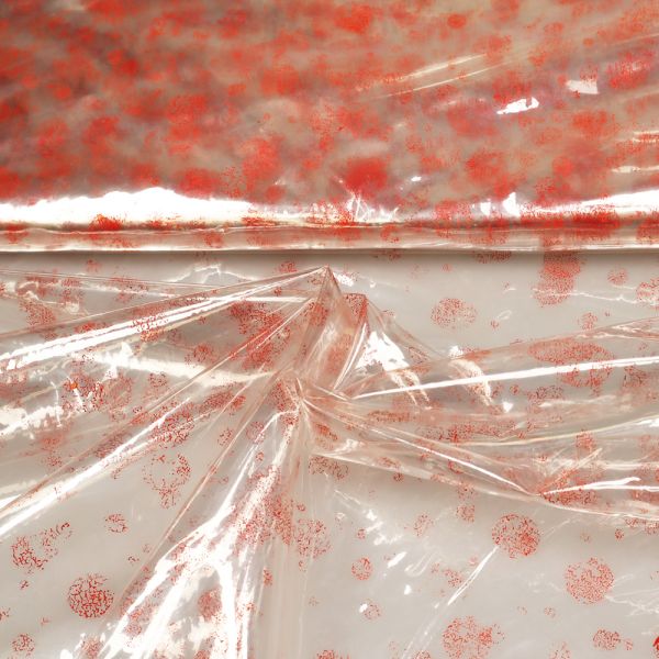 Regenjackenstoff Farbtupfen Wasserdicht - transparent/rot
